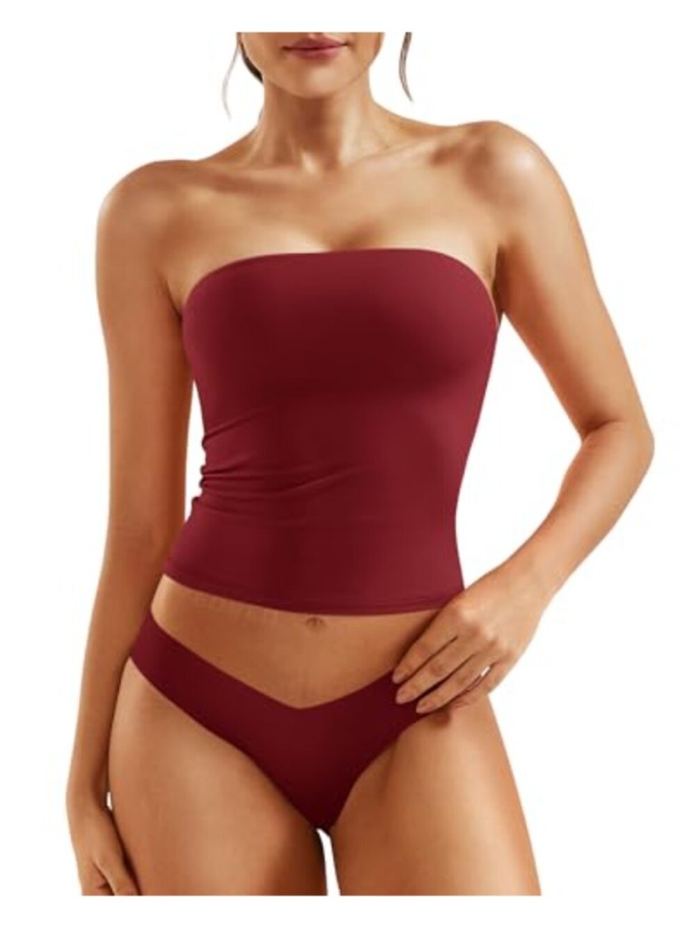Double Lined Strapless Tube Top Y2K Crop Bandeau Nylon